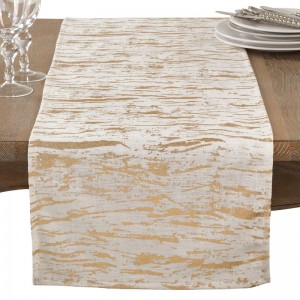 Everly Quinn Aldgate Distressed Foil Metallic Glitzy Cotton Table Runner EYQN4362